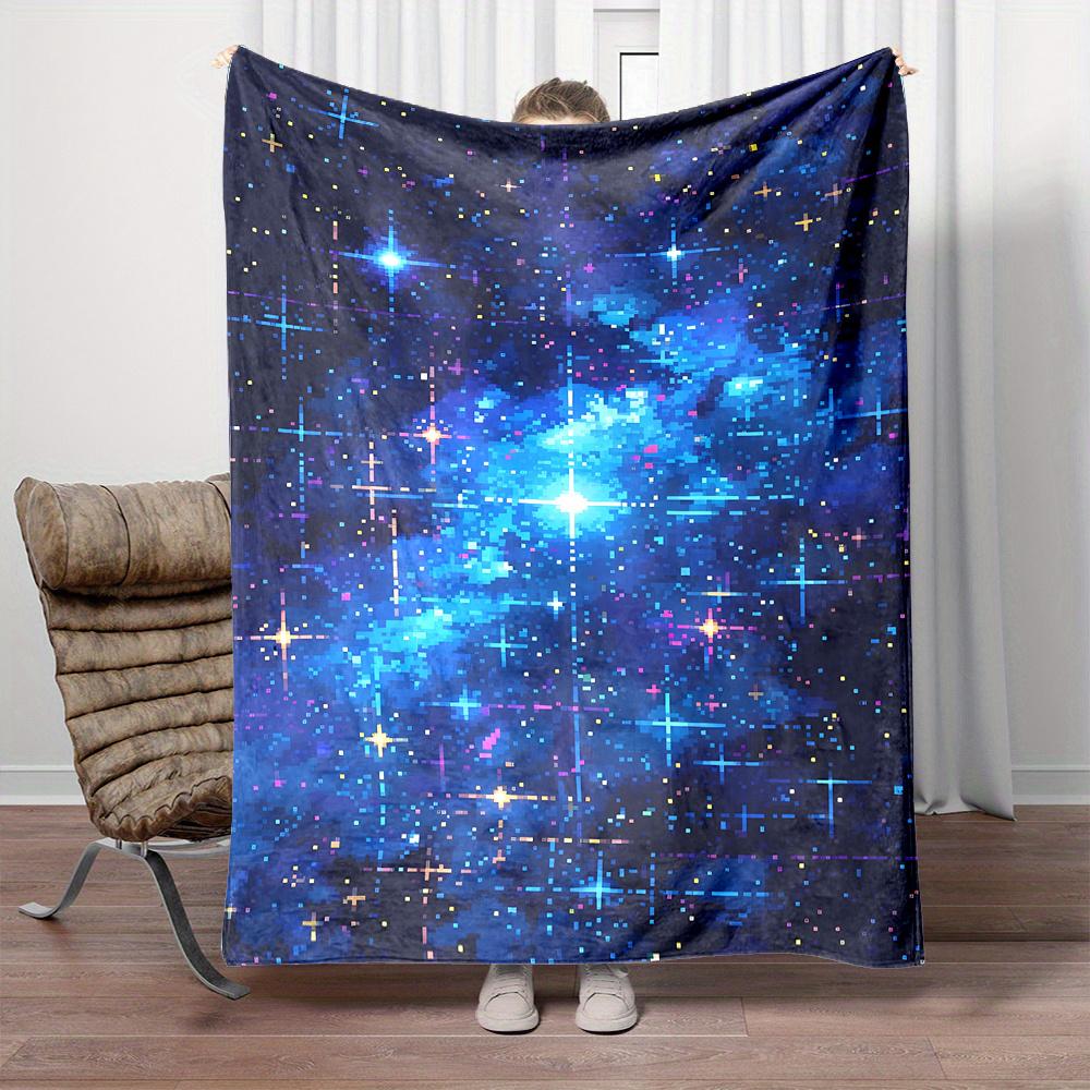 Dreamy for Galaxy, Starry Night Sky Flannel Throw Blanket - Soft, Reversible & Machine Washable for Bed, Sofa, Camping Cozy 75X95CM
