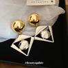 Silver Needle Contrasting Rhombus Stud Earrings Women's Exaggerated Atmospheric Earrings Earrings