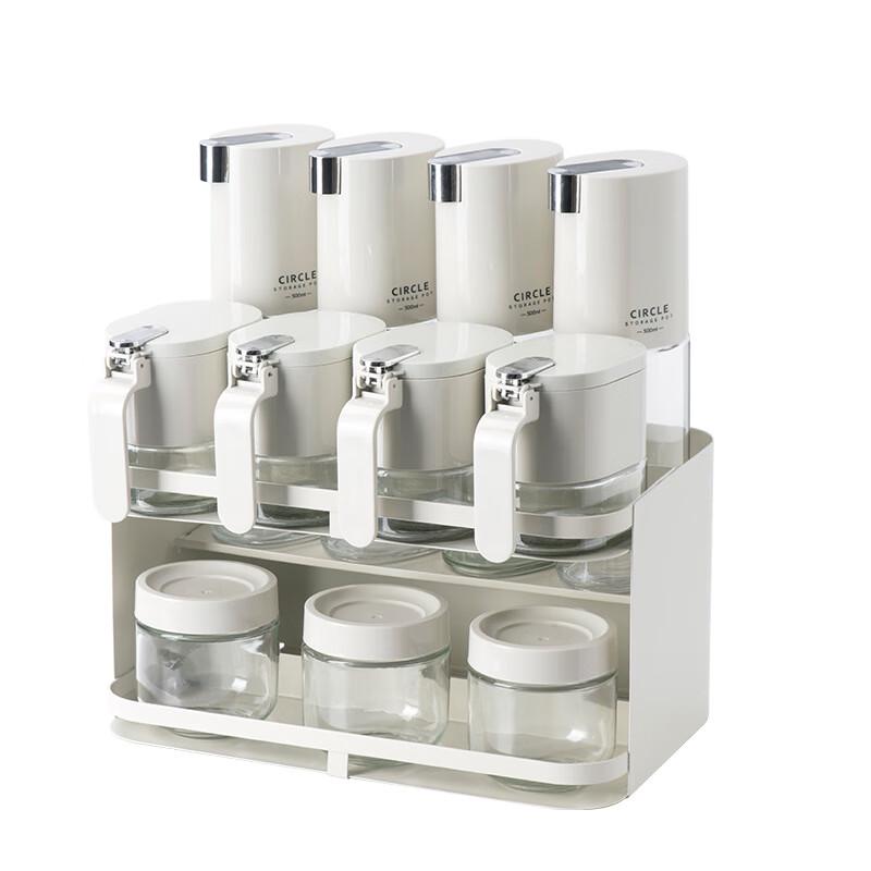 ZISIZ Wall-Mounted Kitchen Seasoning & Oil Dispenser Set