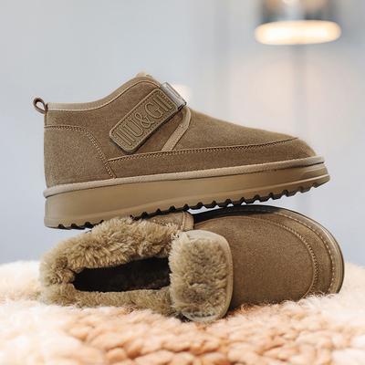 Winter neue Samt verdickte warme Klettverschluss Fell integrierte rutschfeste Baumwollstiefel dicke Sohle Schneestiefel