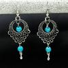RUI RUI YU Lady Retro Ethnic Style Earrings Hollow Turquoise Drip Eardrop Dangler Jewelry
