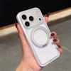 Adjust Rotation Metal Bracket PU Leather Bumper Matte Case for iPhone 17 16 Pro Max Cases 360 Spin Magnetic Stand