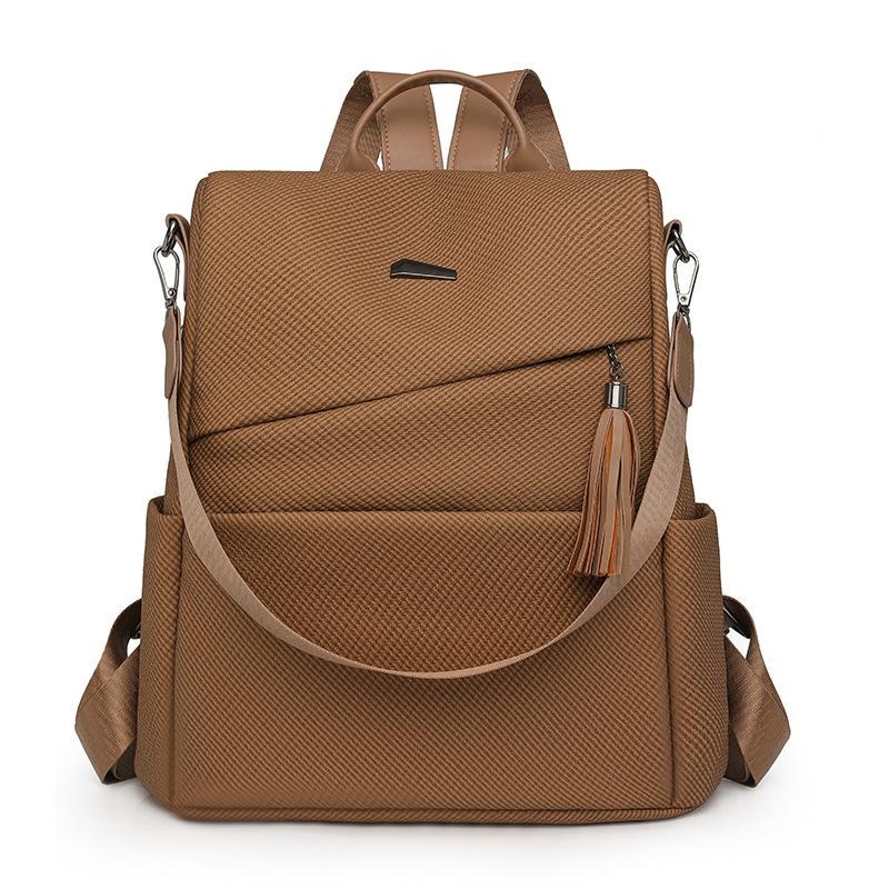 Однотонный рюкзак Женский дорожный рюкзак Двухцелевая большая вместительная сумка через плечо