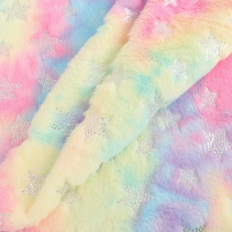 160x50cm Five Pointed Star Hot Silver Tie Dyed Rabbit Fabric For Winter Warm Pajamas Cushions Pet Products Pillow Fabric TJ21169