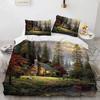 Beautiful Painting Duvet Cover Set King Queen Size Polyester Bedding Set for Kids Boys Girls Comforter Cover House Tree Pattern