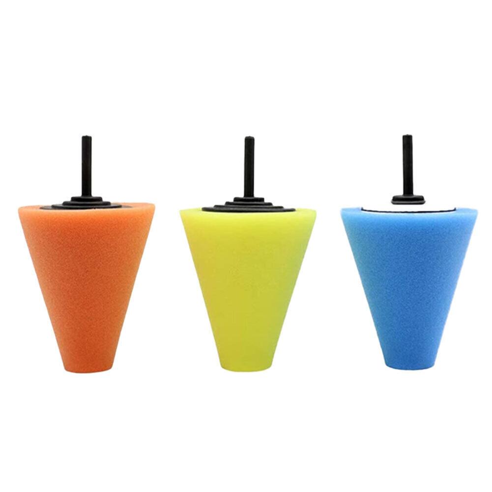 3pcs Hub Throwing Disc Drill Polishing Sponge Pads Conical Design Drill Polishing Polishing Wheel Sponge Wheel