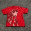 2026 Sommer Evan Asuka Langley Soryu Vintage Bootleg T-Shirt Übergroßes Baumwoll-T-Shirt Anime Streetwear Gewaschenes Retro Grafik-Top