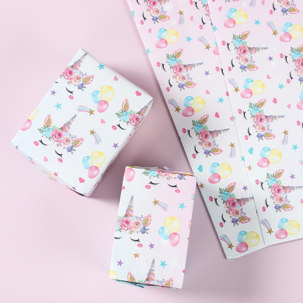 Unicorn DIY Gift Wrapping Paper 50 * 70cm Unicorn Children's Friends Holiday Gift Box Wrapping Paper Unicorn Party Decoration