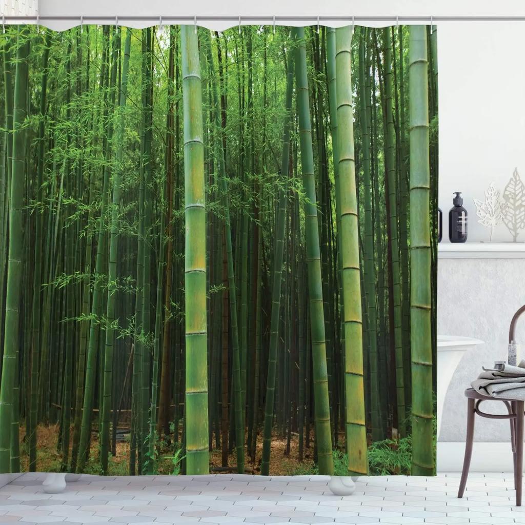 Unframed Bamboo Zen Shower Curtain Green Nature Forest Stone Spa Candle Summer Tropical Bamboo Forest Orchid Bathroom Decor With