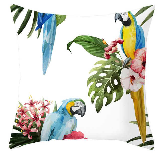Parrot Toucan Floral Pillowcase Tropical Flowers Plants Print Cushions Cover Livingroom Sofa Decorative Throw Pillows Home Decor