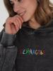 Autumn/Winter 2024 Retro Embroidered Hooded Sweatshirt: European/American Style, Mid-Length, Loose Fit, Washed & Distressed.