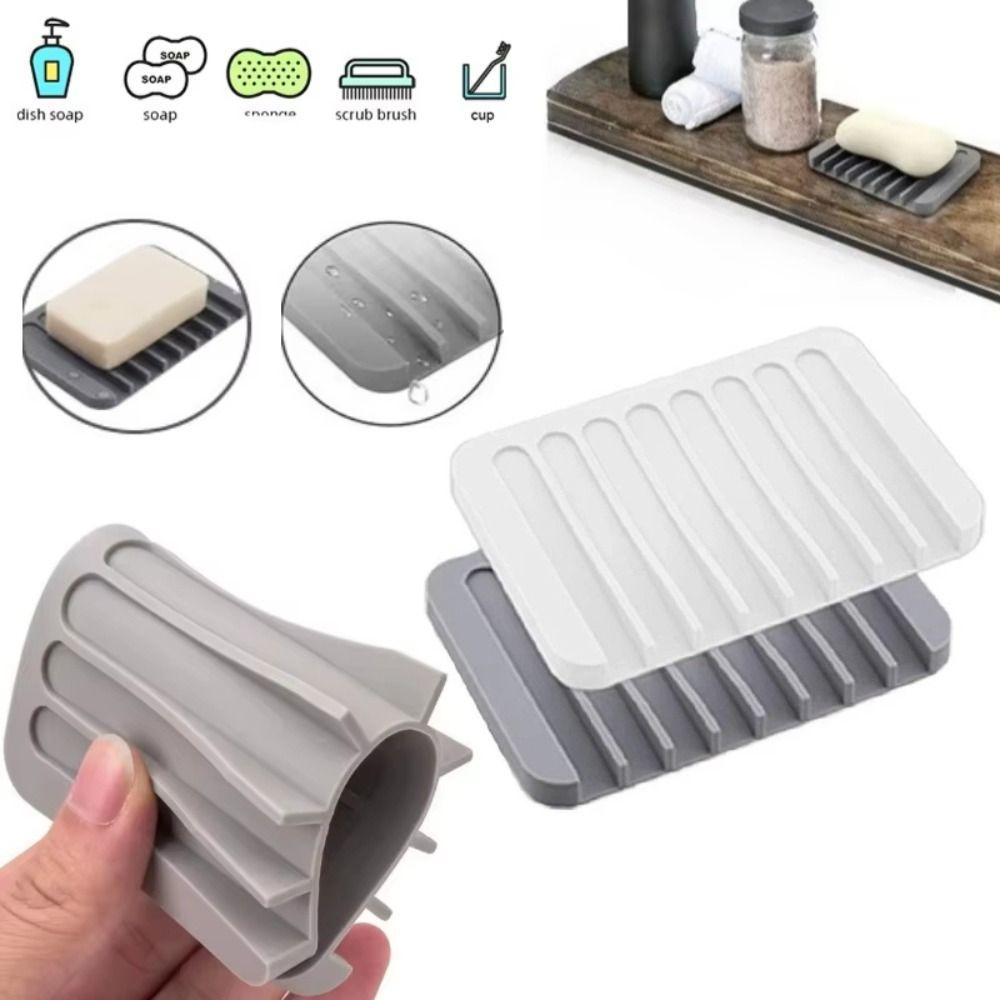 2Pcs Self Draining Soap Container Creative Soap Plate Soap Saver Tray  Bathroom Accessories
