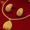 24K Gold Alloy Two-Piece Jewelry Set Indian Dubai Wedding Accessories Sand Gold Twisted Geometric Necklace Earrings for Unisex
