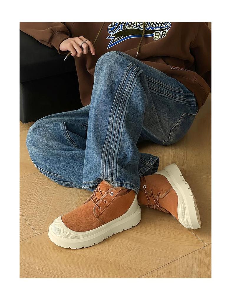 Unisex Dicke Sohle Plus Samt Warme Mid-Cut Martin Schneestiefel 3338