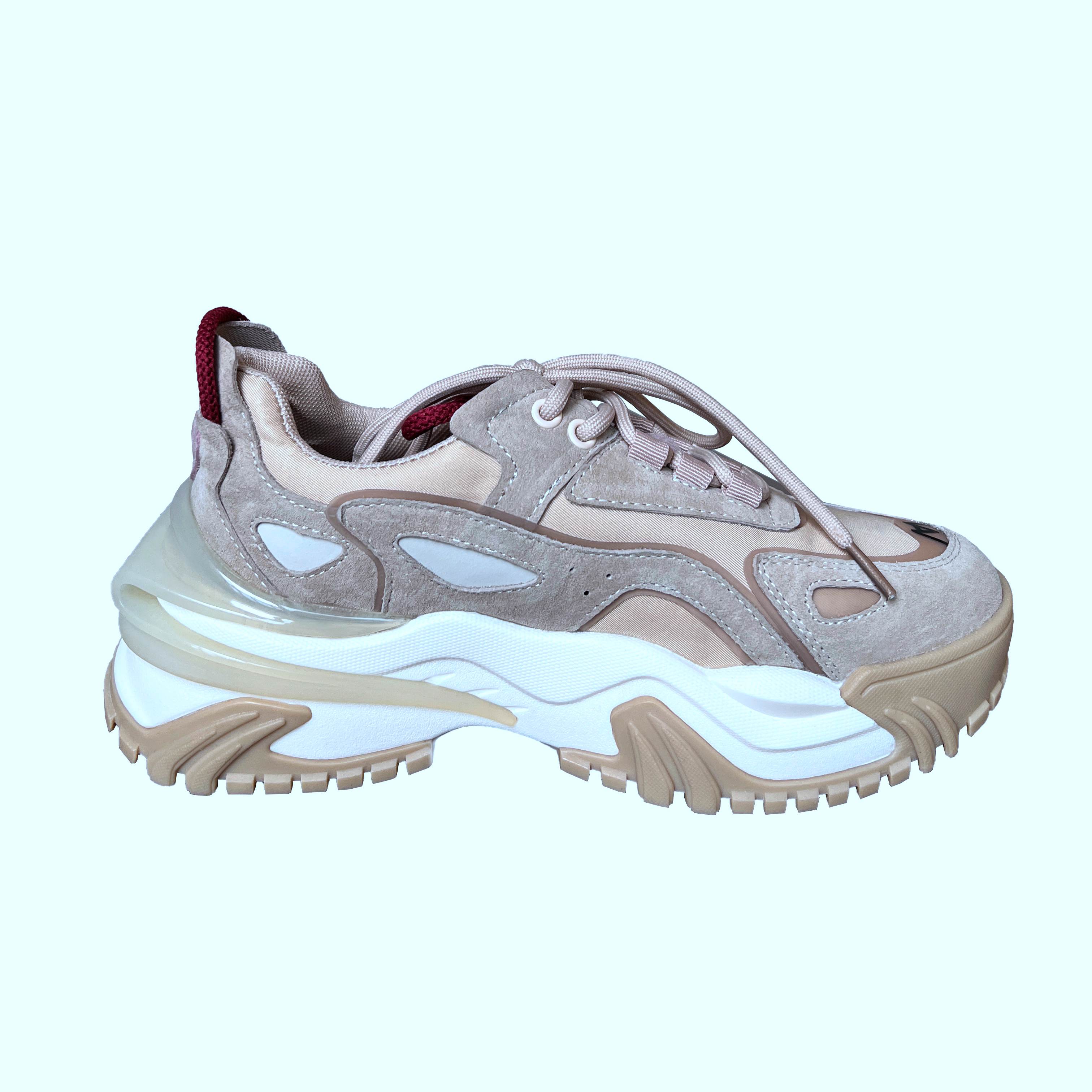 

Весенние кроссовки из коровьей замши, разноцветные женские повседневные туфли на платформе со шнуровкой и нашивками 40 абрикосовый