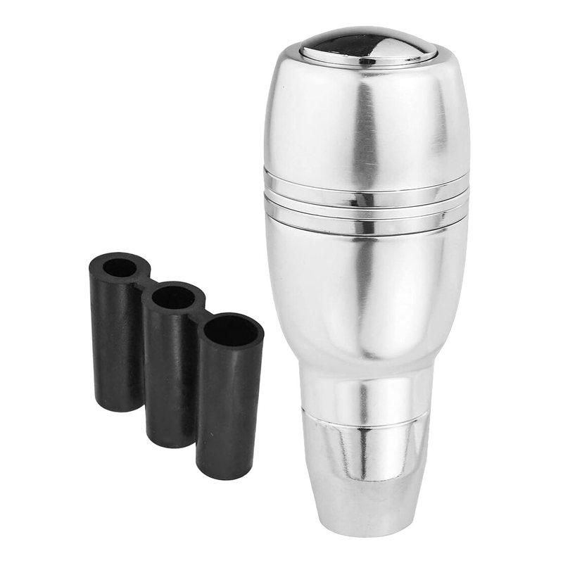 Automatic Car Gear Stick Shift Knob Shifter Lever Head With 3 Adapters Silver Aluminum Alloy