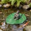 Detailed Animal Figurine for Water Features Fishing Gorilla on Lotus Leaf Ornament, Funny Floating Figurine, Realistic Artistic Landscaping