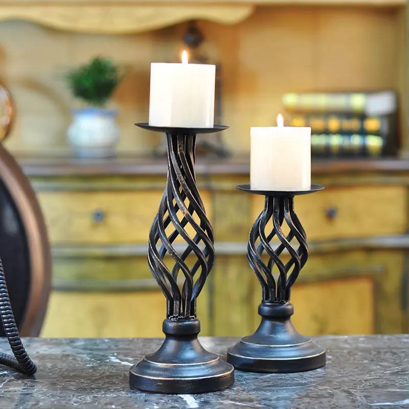 European-style American Cafe Candle Holder Wedding Candlelight Dinner Props Table Decorations Retro Candlestick Decoration