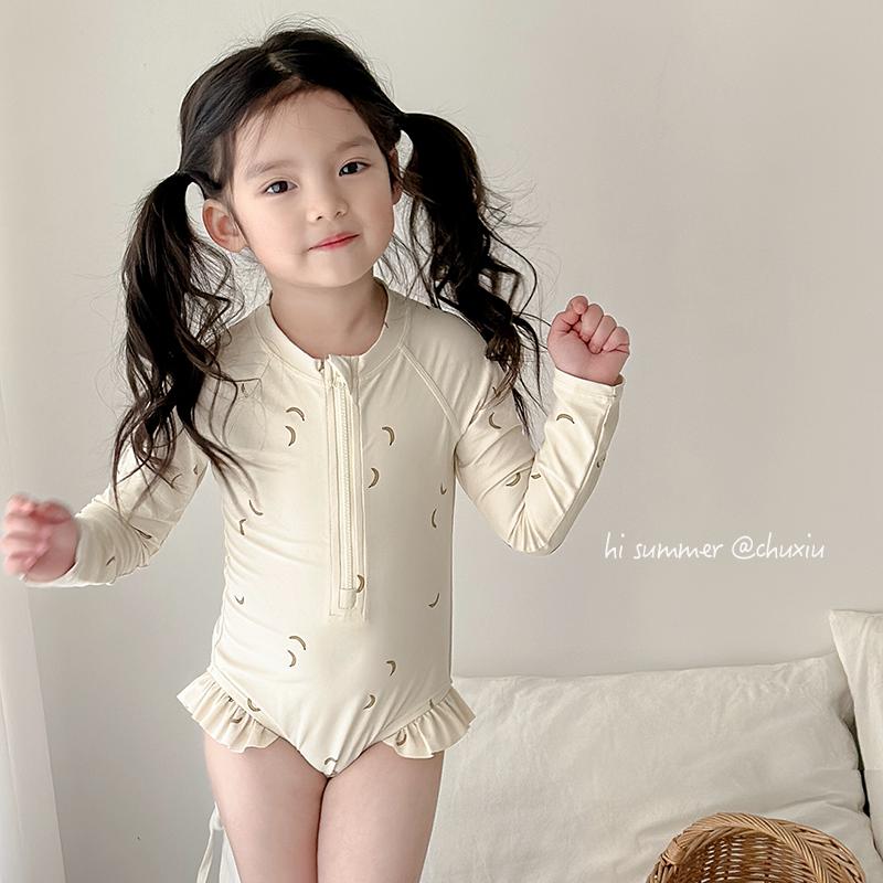 

INS Girls Long-Sleeve Sun-Protective One-Piece Swimsuit XXL (Height 130-140cm)