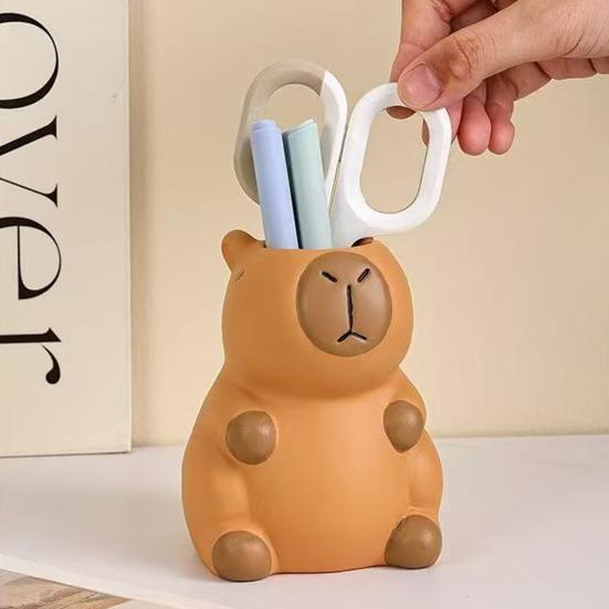 Yousheng Capybara Pen Holder Cute Animal Shape Desk Organizer for Pens Makeup Brushes Utensils Creative Office Home Decor