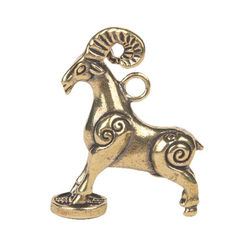 Chinese Zodiac Goat Sculpture Step On Money Sheep Figurine Brass Animal Statue Desktop Ornament Wealth Fengshui For Home Decor