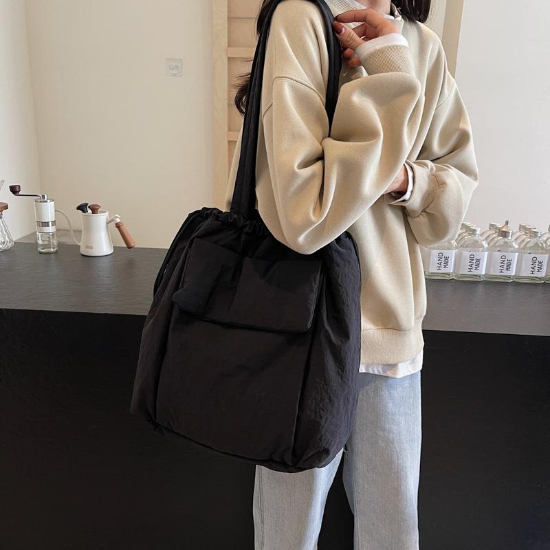Unique Single Shoulder Cord Bag for Ladies  High Capacity  Leisure Time  3D Pocket  Versatile Bag  Simple  Solid Color  New