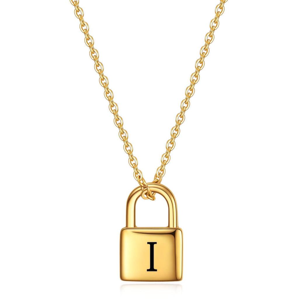12MM Padlock Laser-Engraved Roman Numerals Stainless Steel Necklace