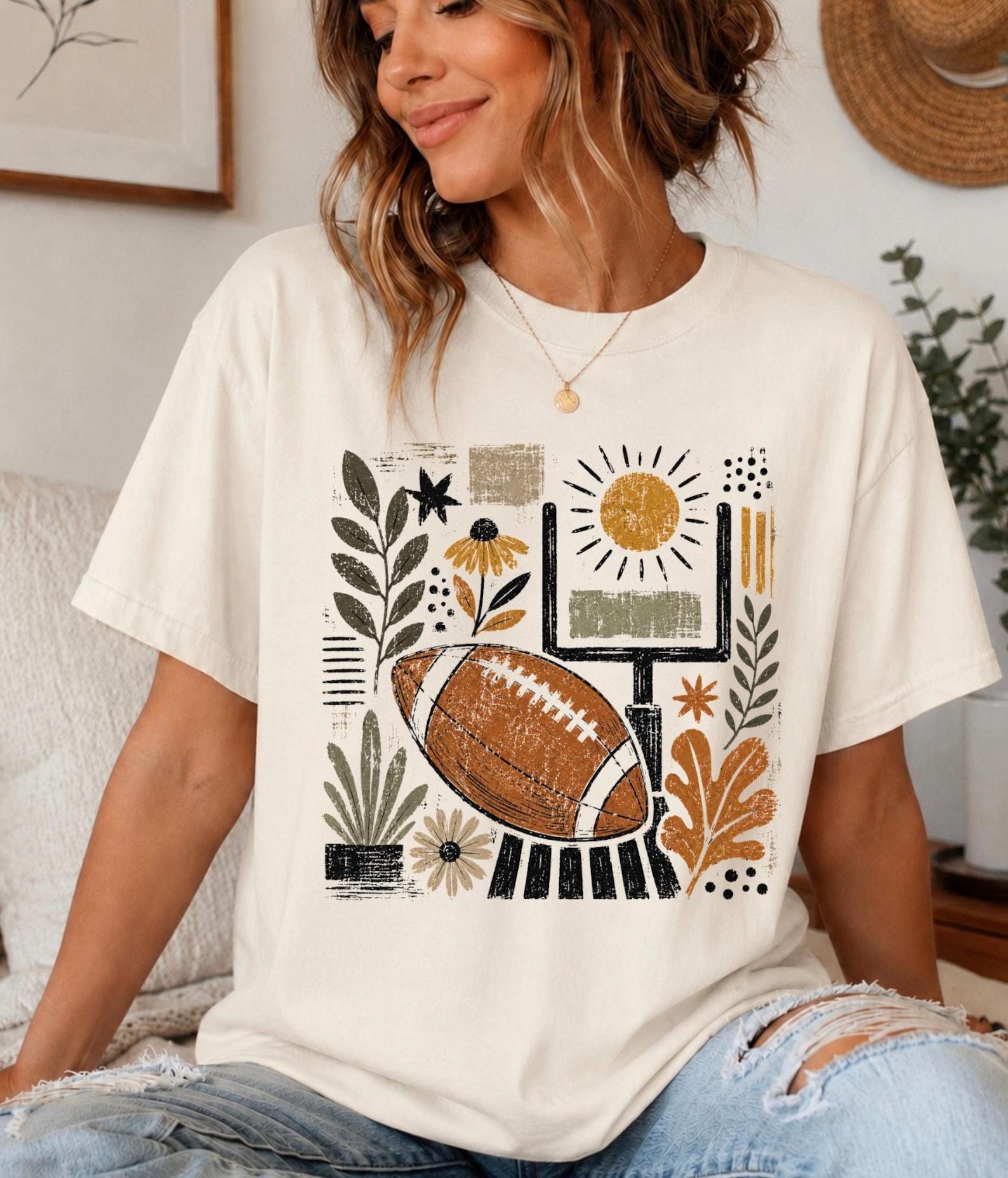 Football Season Womens T-shirt, Boho Football Tee, Retro Fall Football Graphic Tshirt, Football Mom Shirt 3XL