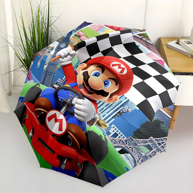 1pc Mario Kart Racing Automatic Open/close Folding Portable Umbrella with 8-Rib Structure for Women/Men, All-Season Use  A0901154