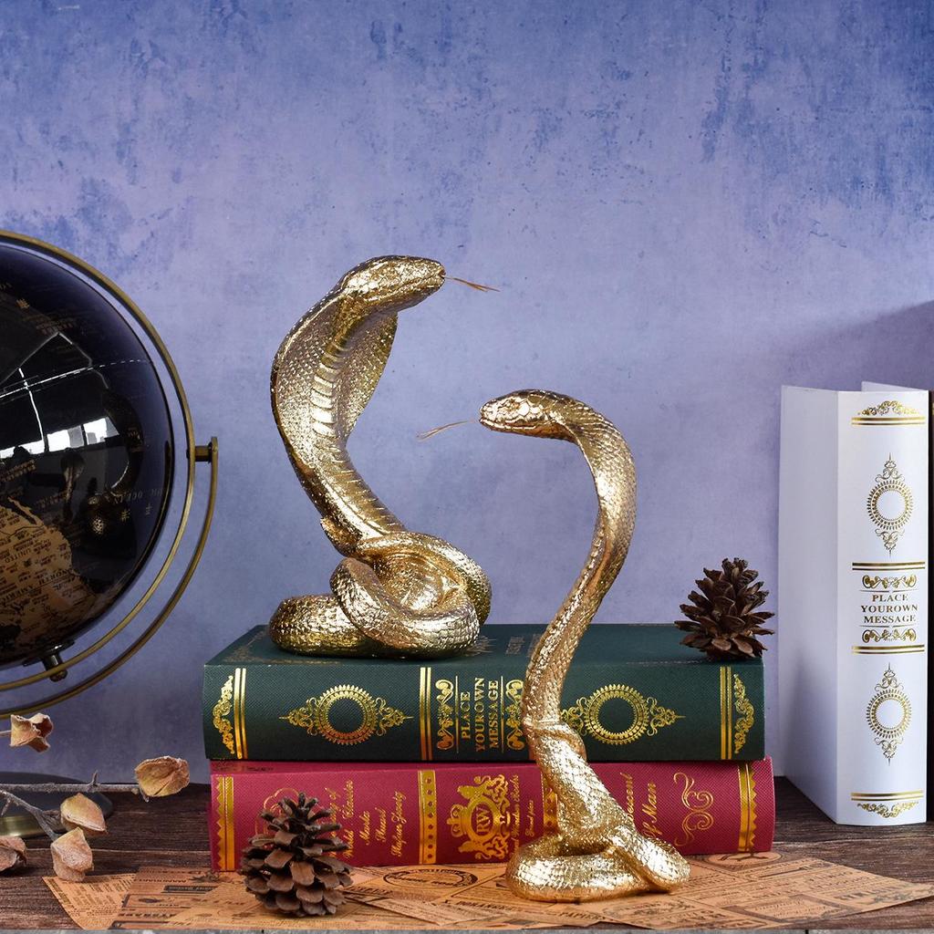 Golden Cobra Light Luxury Ornament for Living Room or Office Decor
