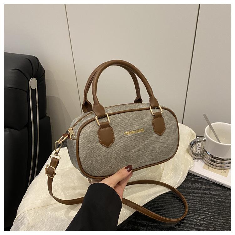 Fashion Simple Texture Boston Retro Large Capacity Handheld Shoulder Crossbody Pillow Bag For Women