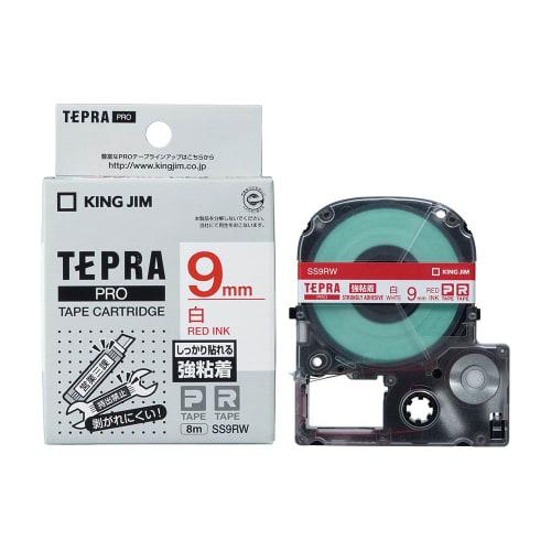 King Jim [Genuine] Tepra PRO Tape Cartridge Strong Adhesive 9mm White Label/Red Letters Length 8m SS9RW