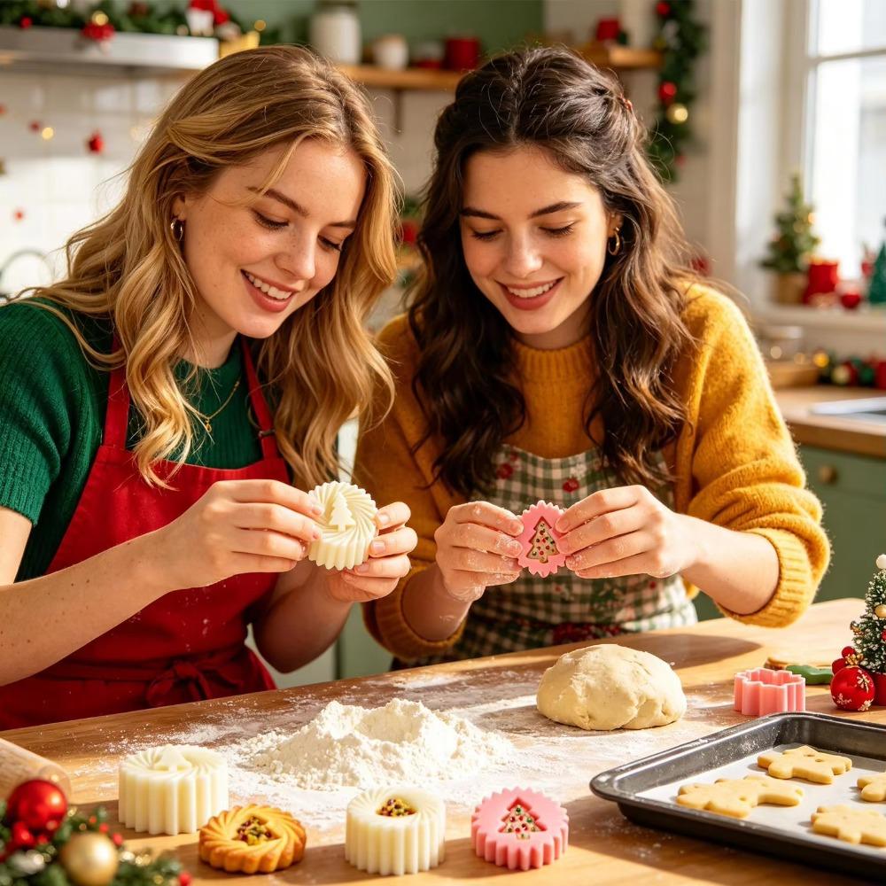 1/2pcs Double‑Sided Christmas Tree Pastry Mold Pineapple Tower Biscuits Mold  Mid Autumn Baking