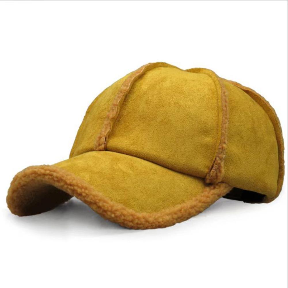 Windproof Lambswool Hats Solid Color Dad Hat Fashion Baseball Cap Winter Autumn