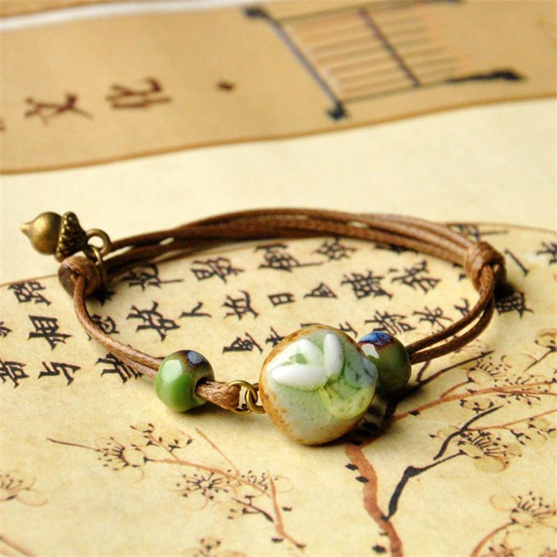 

Нежный ручной национальный браслет из керамического камня, оригинальность в китайском стиле, украшение изделия 2