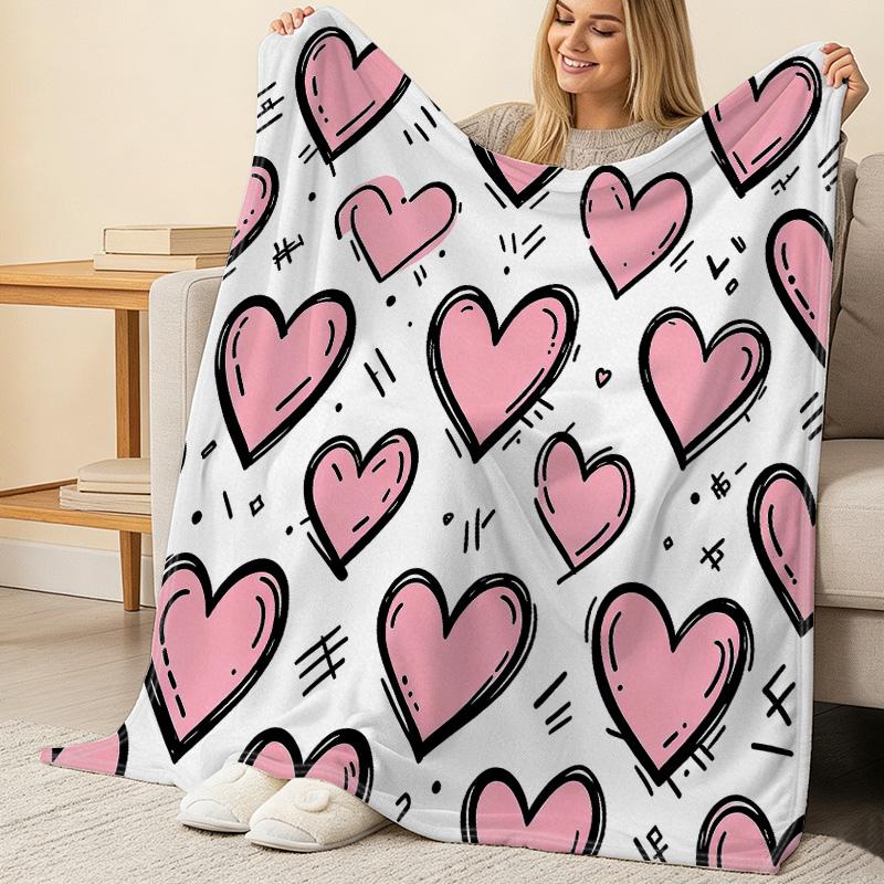 Thick Warm Heart Flannel Throw Blanket Soft Cozy Non-Pilling, No Shedding, Ideal for Sofa, Bed, Guest Room, Perfect Valentine's Day Gift