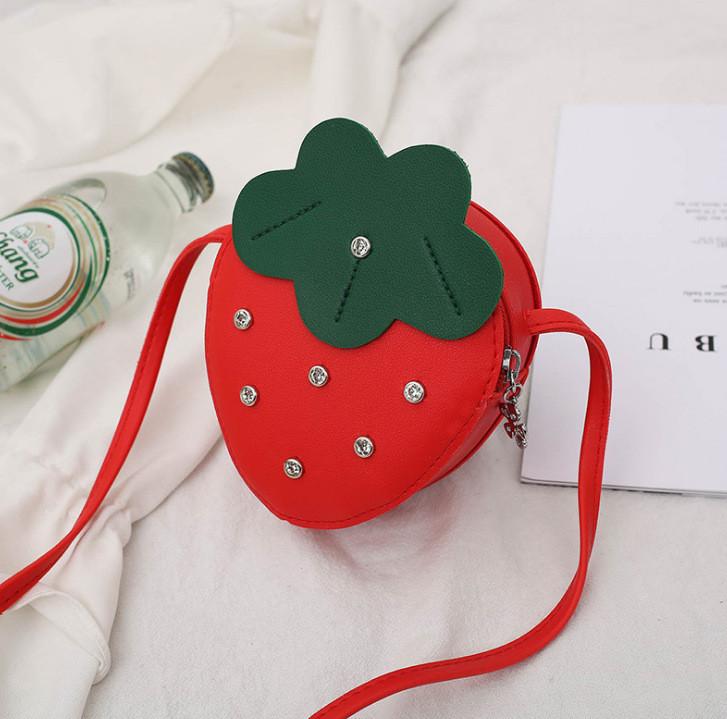 Adorable Cartoon Mushroom House Shoulder Bag For Little Girls Cute Pu Leather Strawberry Red