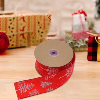 5cm Weihnachtsband Drahtverstärkt Transparent Bedruckt DIY Dickeres Lichtechtes Geschenkverpackungsband Reißfest Große Schleifenherstellung Weihnachtsbaumband für Festival