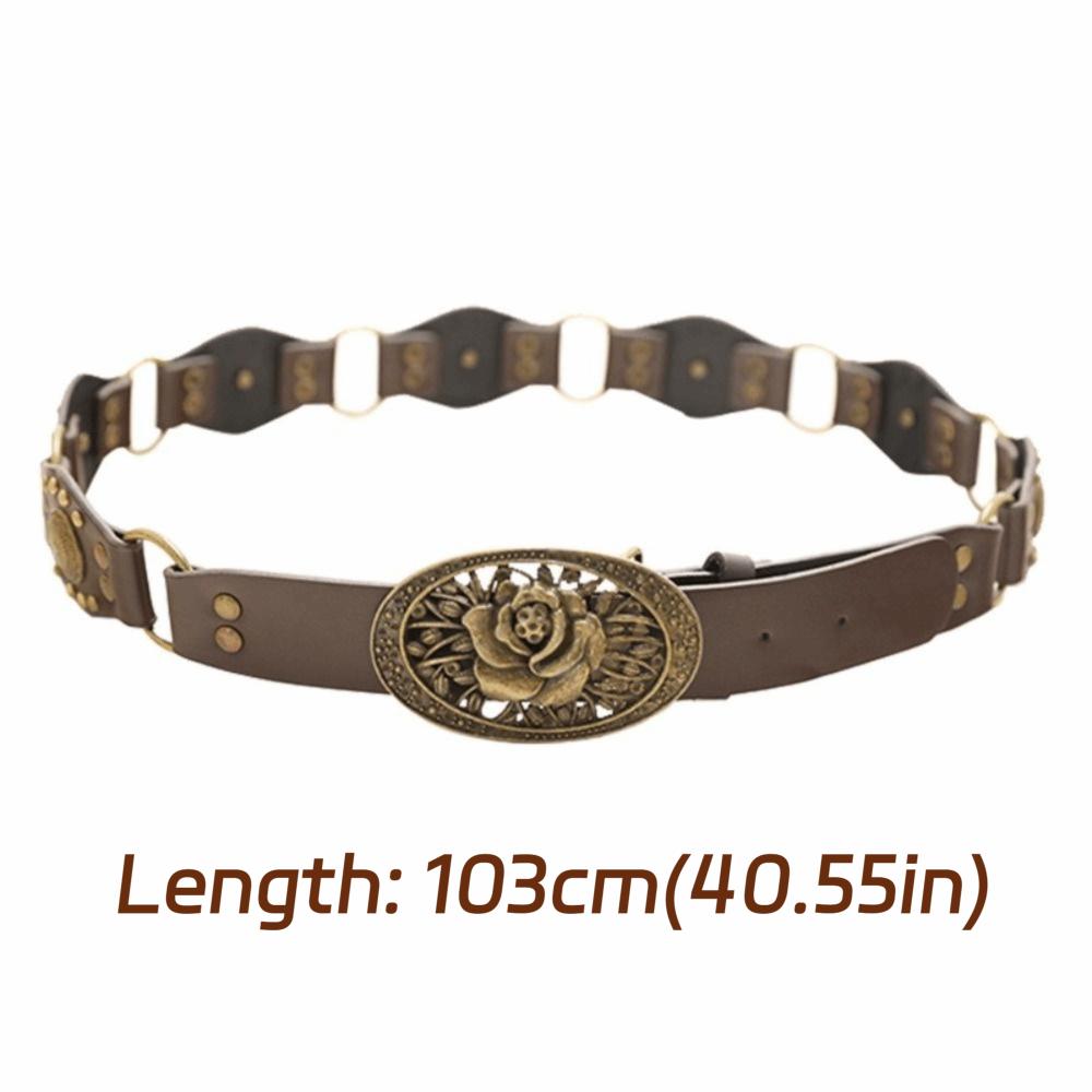 Fashion Metal Buckle PU Leather Belt Rivet Adjustable Vintage Waist Belts Hollow Wide Waistband Punk Fashion