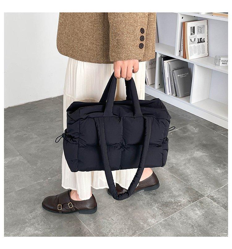 Spring solid color zipper puff lightweight color women's bag shoulder cross