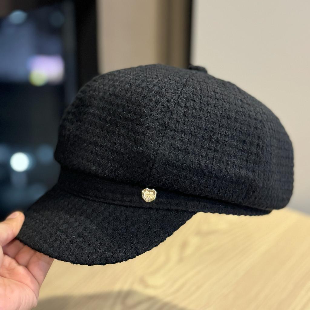 Korean Style Duck Beret Autumn and Winter Women's New All Match Face Small Octagonal Hat Japanese Style Big Head Painter's Hat