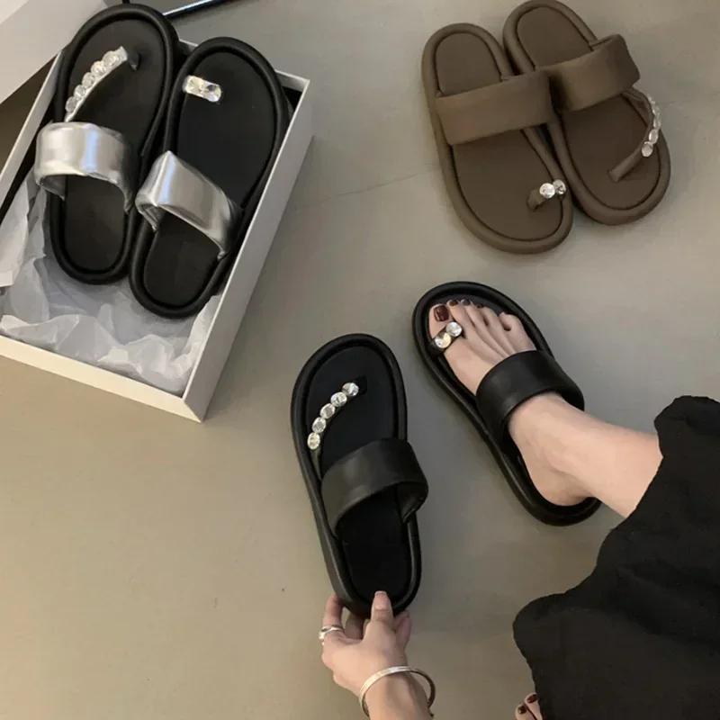 2025 Summers Women Slippers Fashion Elegant Clip Toe Flats Slides Shoes Ladies Casaul Outdoor Beach Sandalias Flip Flop