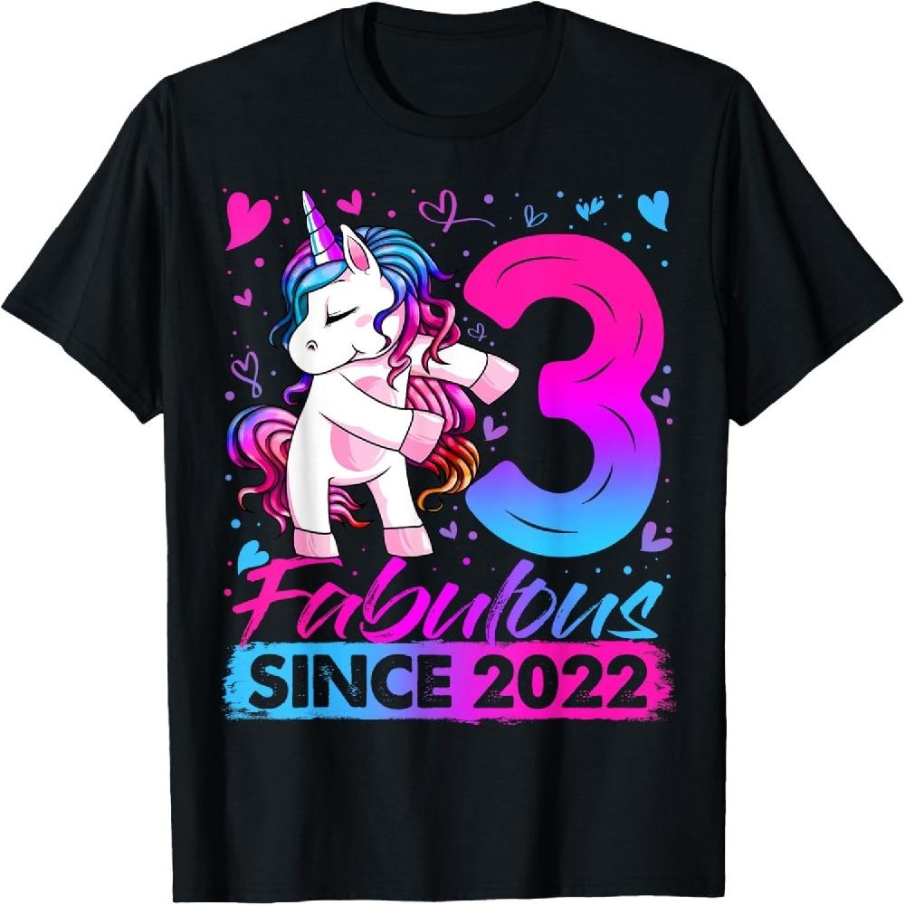 

3 Year Old Unicorn Gifts For Girls 3rd Birthday Girl Party T-Shirt XXXXXL чорний