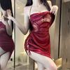 Chaomu Erotic Underwear Sexy Dating Robe Royal Sister Wind Lace Milk Cover Hip Skirt Suspender Neck Secretary Nightdress