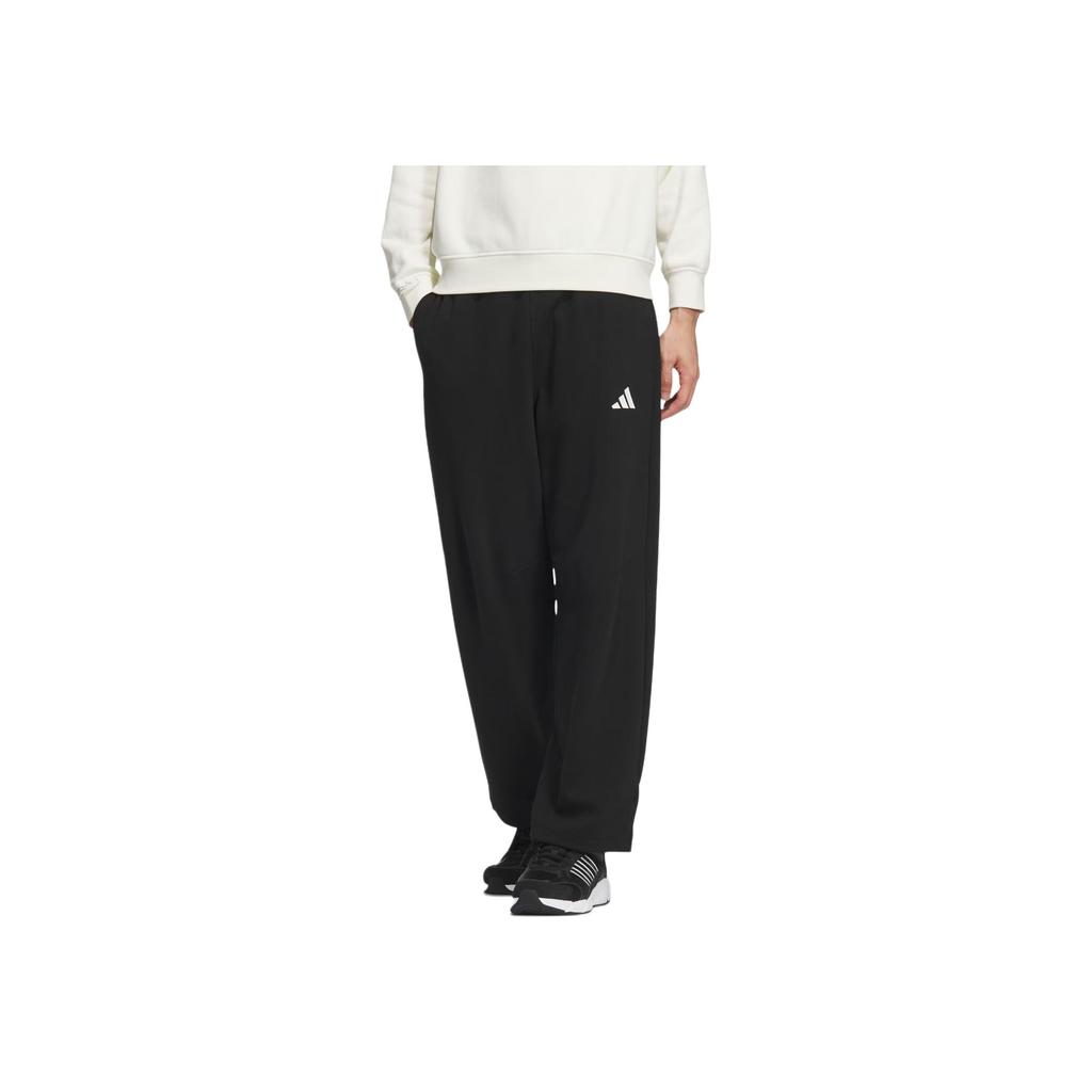 adidas FW24 Logo Knit Tracksuit Comfortable Versatile Wide Leg Knit Sports Pants Men Bottoms Black JM3404