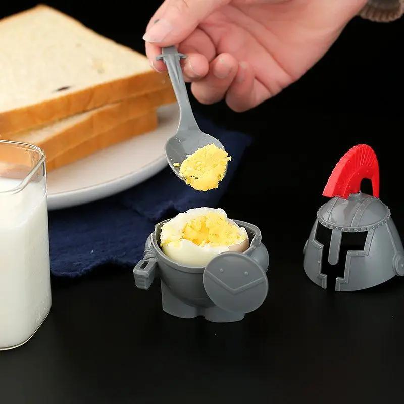 Soft or Hard Boiled Egg Cup Holder With a Spoon Included- Knight Design - Kitchen Utensil Decor