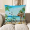 Home Decor Beach Bicycle Sign Beach Bar Pillow Cover Pattern Cushion Cover Suitable for Sofa Bedroom Car Pillow Cover