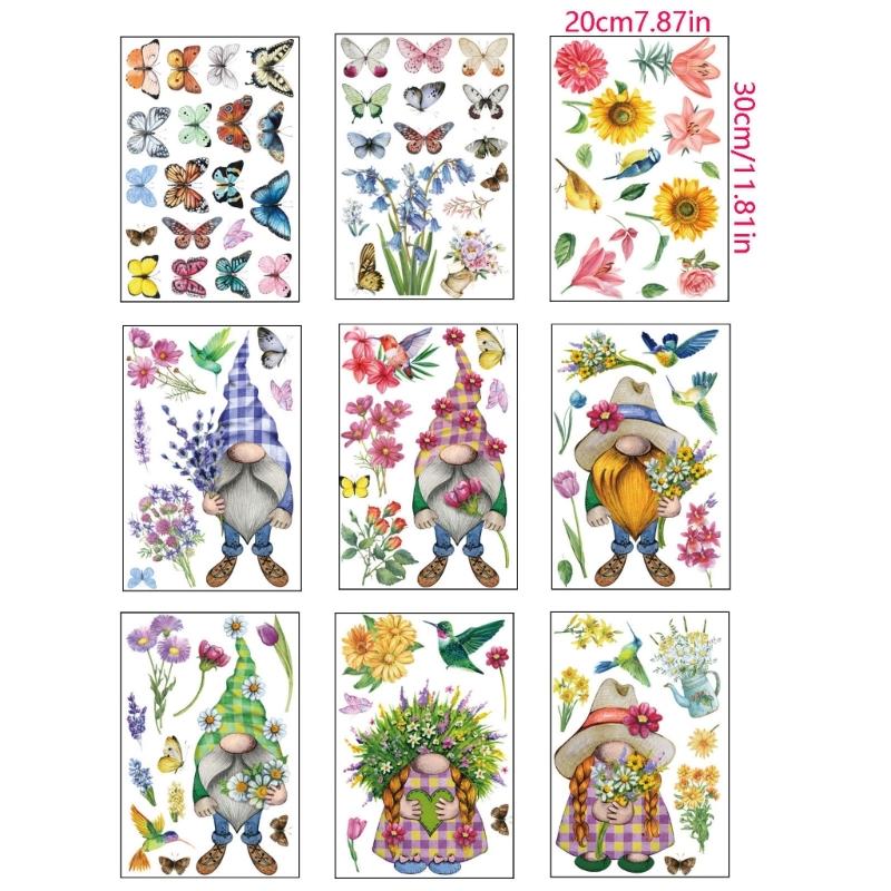 9 Sheets of  Window Decals Spring Window Stickers Decals for Glass Door Decorations