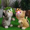Solar Cat Butterfly Statue Cute Small Animal Decoration Outdoor Garden Ornament Decor