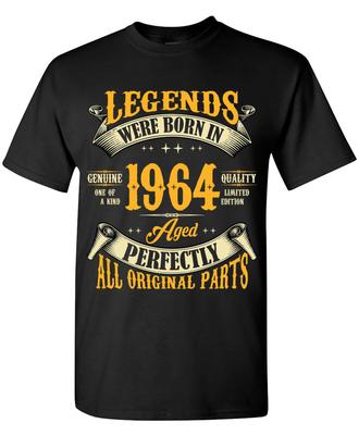 60th Birthday Shirt for Men Legends Were Born In 1964 Vintage 60 Years Old T-Shirt Fashion Cotton O-Neck Tee 50707